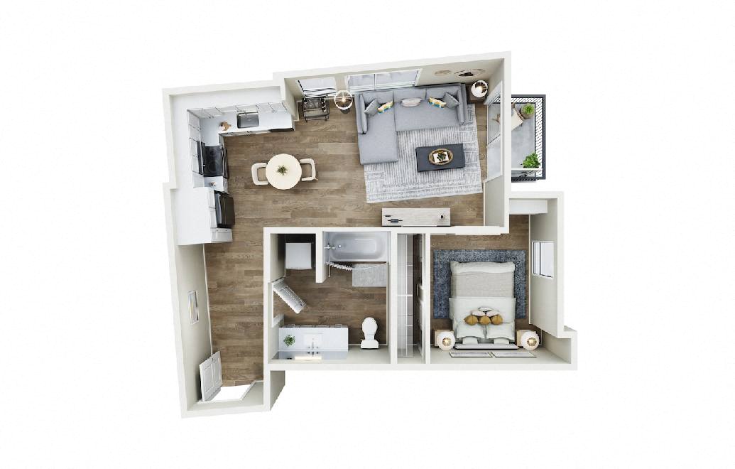 Floor plan layout diagram for 1x1 - C15