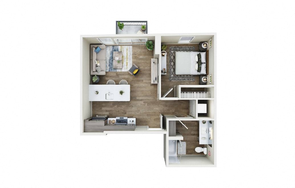 Floor plan layout diagram for 1x1 - C2