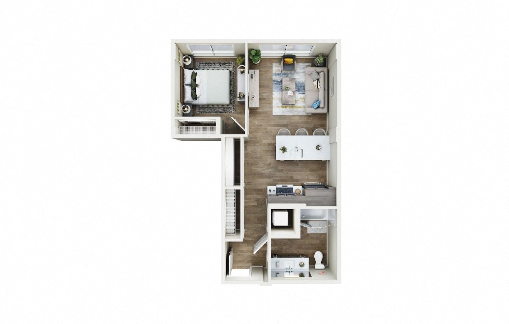 Floor plan layout diagram for 1x1 - C3