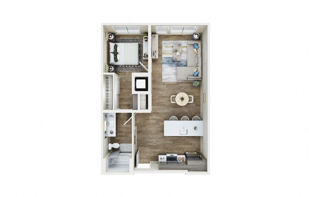 Floor plan layout diagram for 1x1 - C4