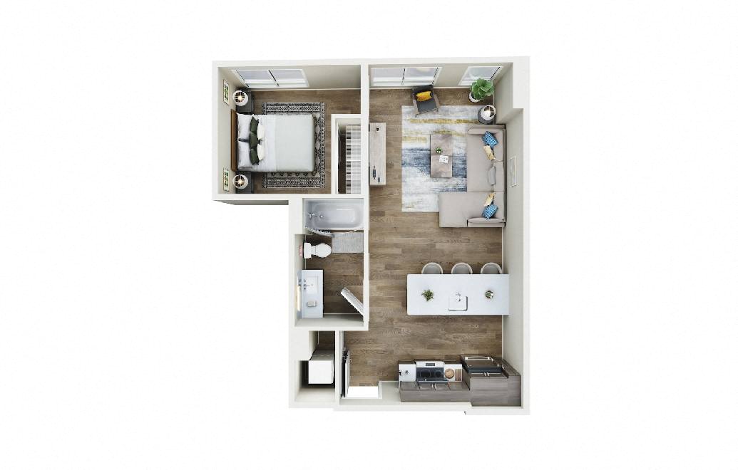 Floor plan layout diagram for 1x1 - C6