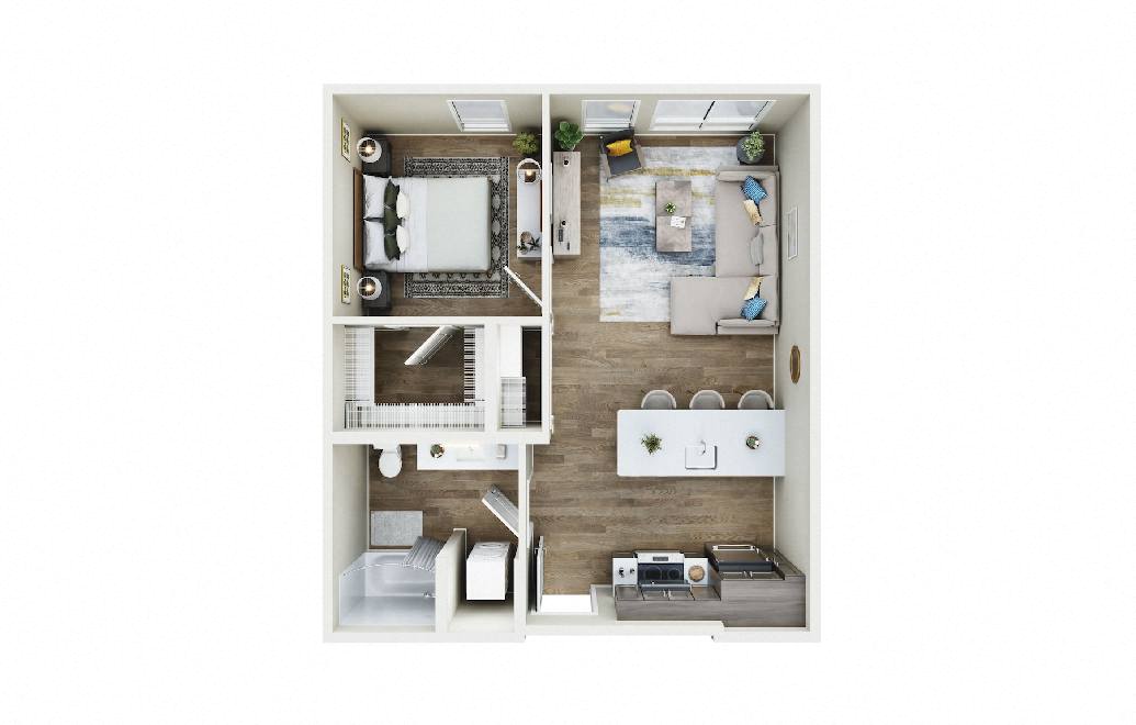 Floor plan layout diagram for 1x1 - C7