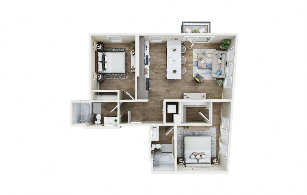 Floor plan layout diagram for 2x2 - D1