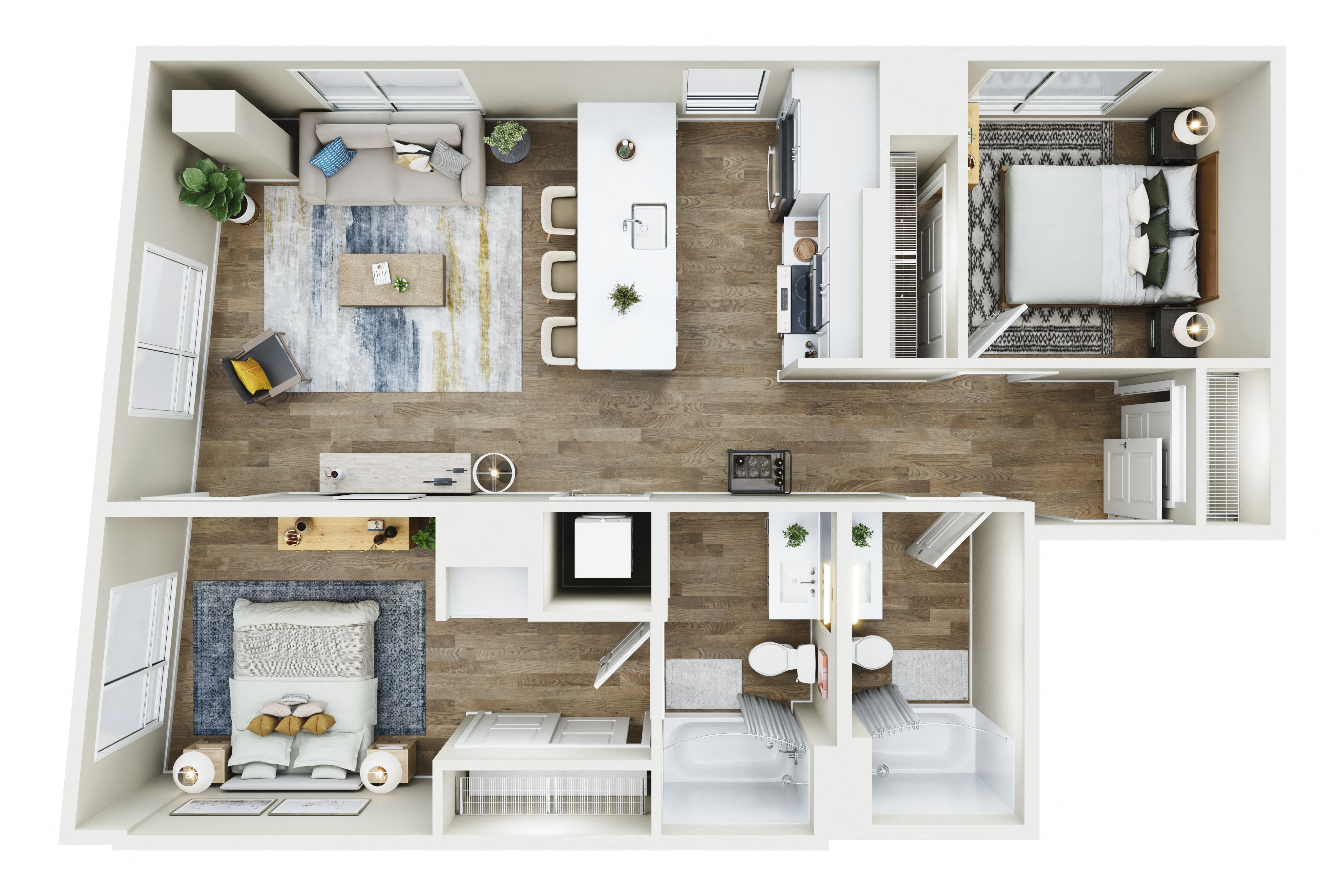 Floor plan layout diagram for 2x2 - D6