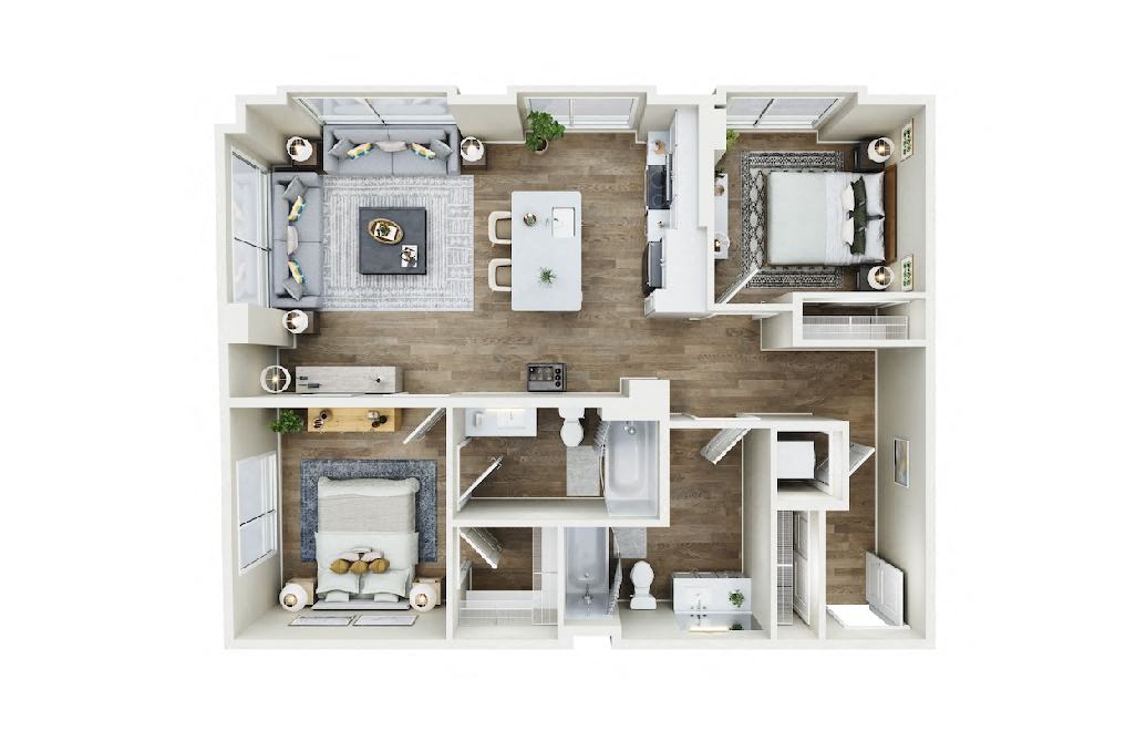 Floor plan layout diagram for 2x2 - D9
