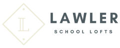 A logo with a diamond shape and the word "LAWLER" written on it.