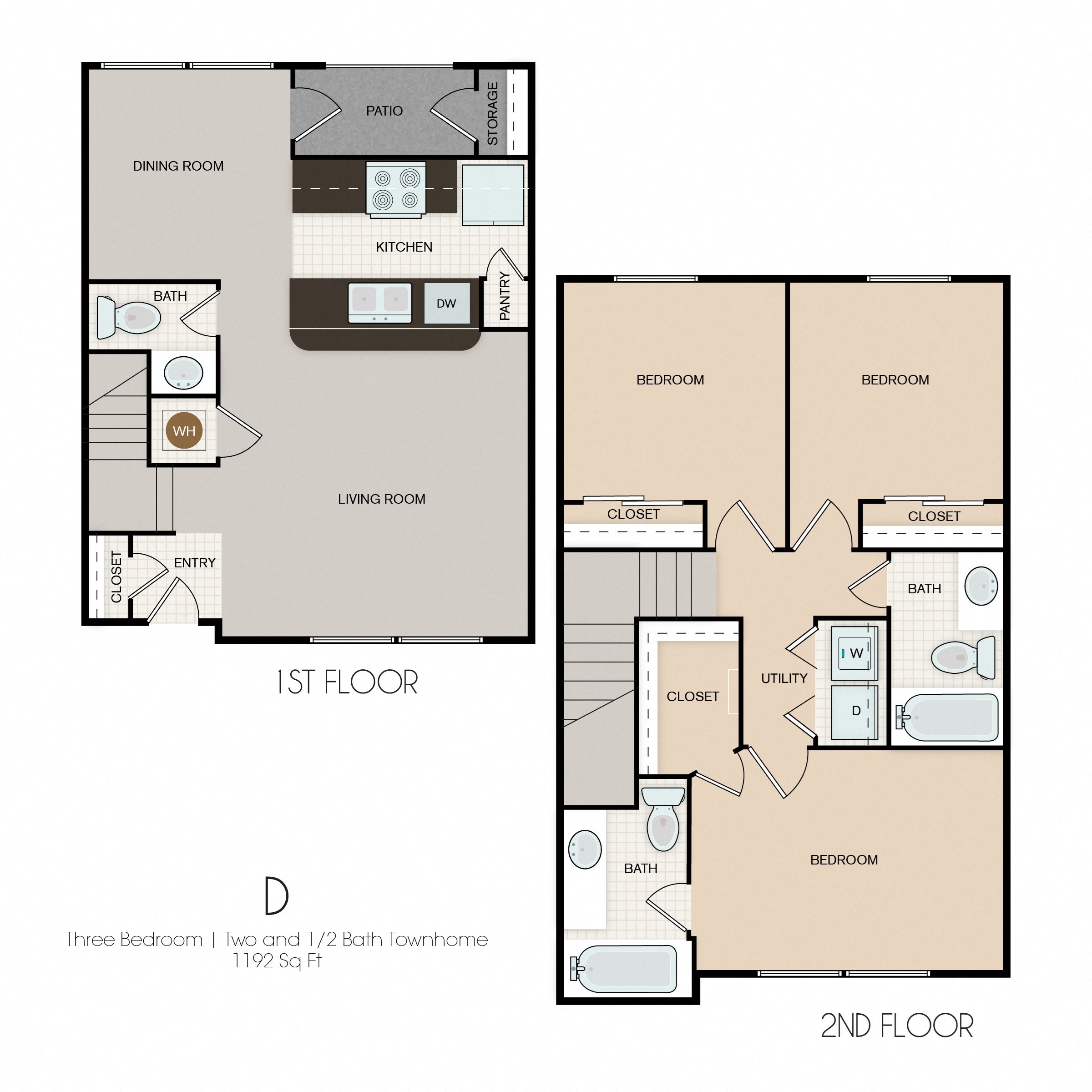 3 bed 2.5 bath (D)