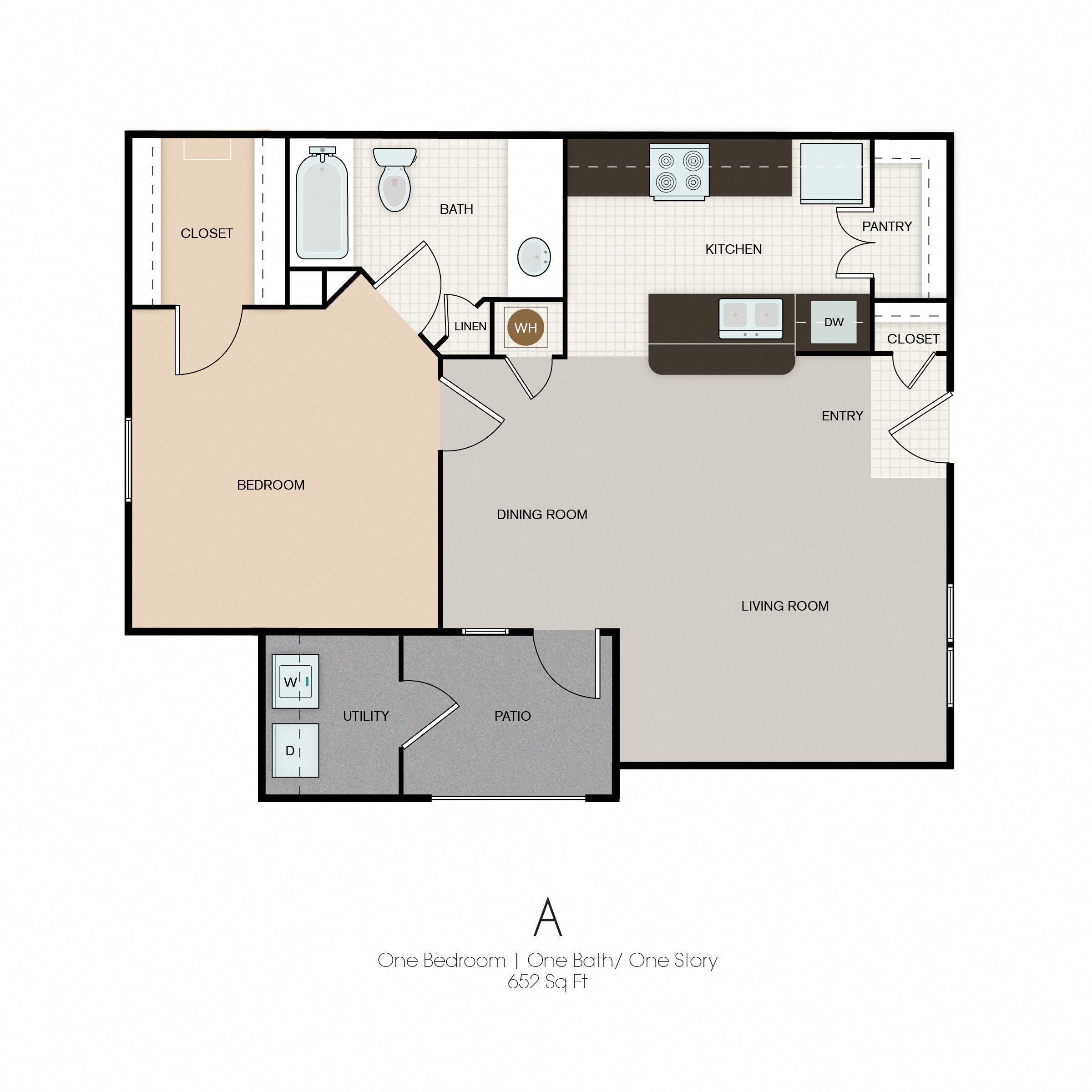 1 bed 1 bath (A)