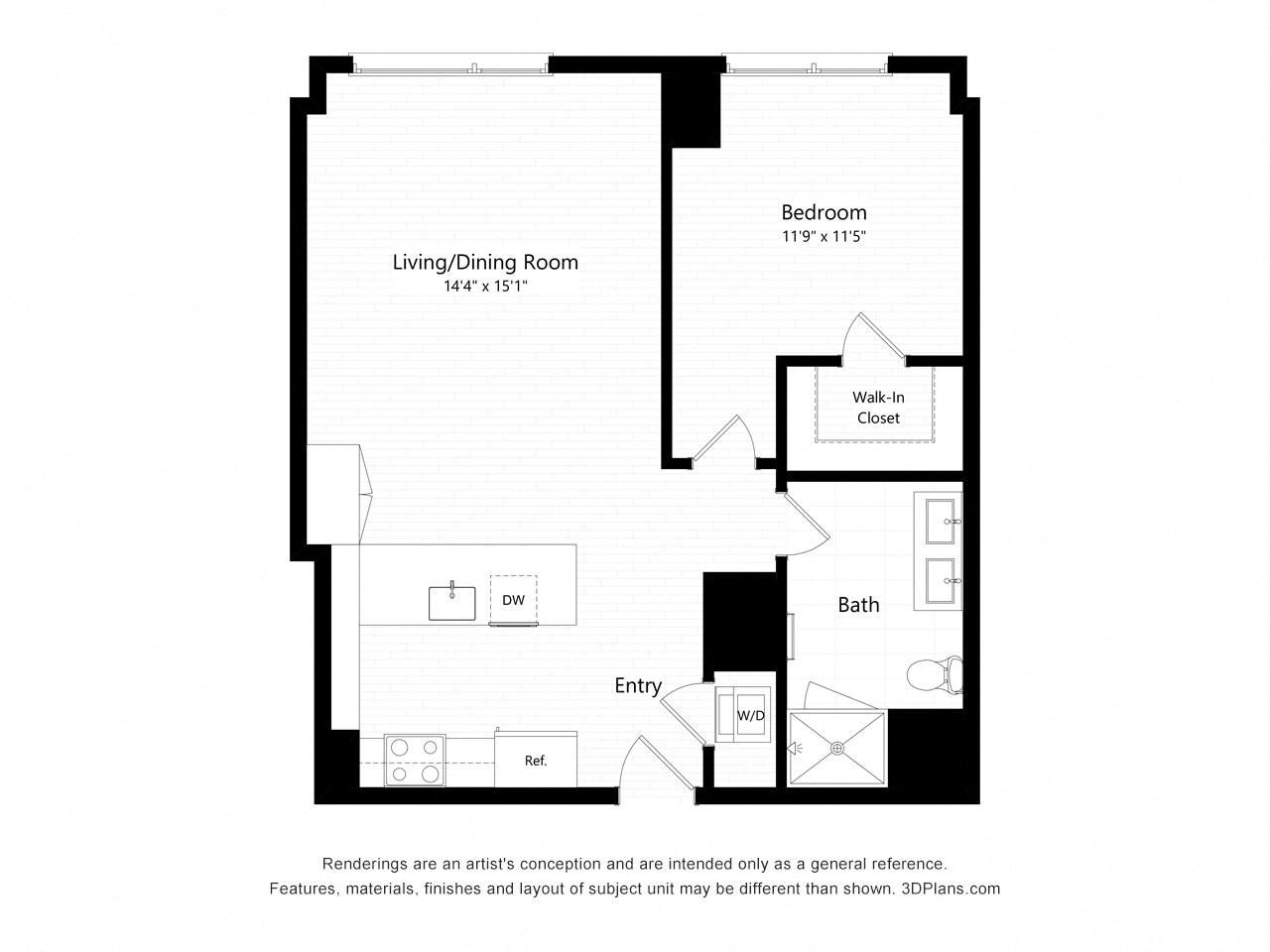 A12P - One Bedroom floor plan