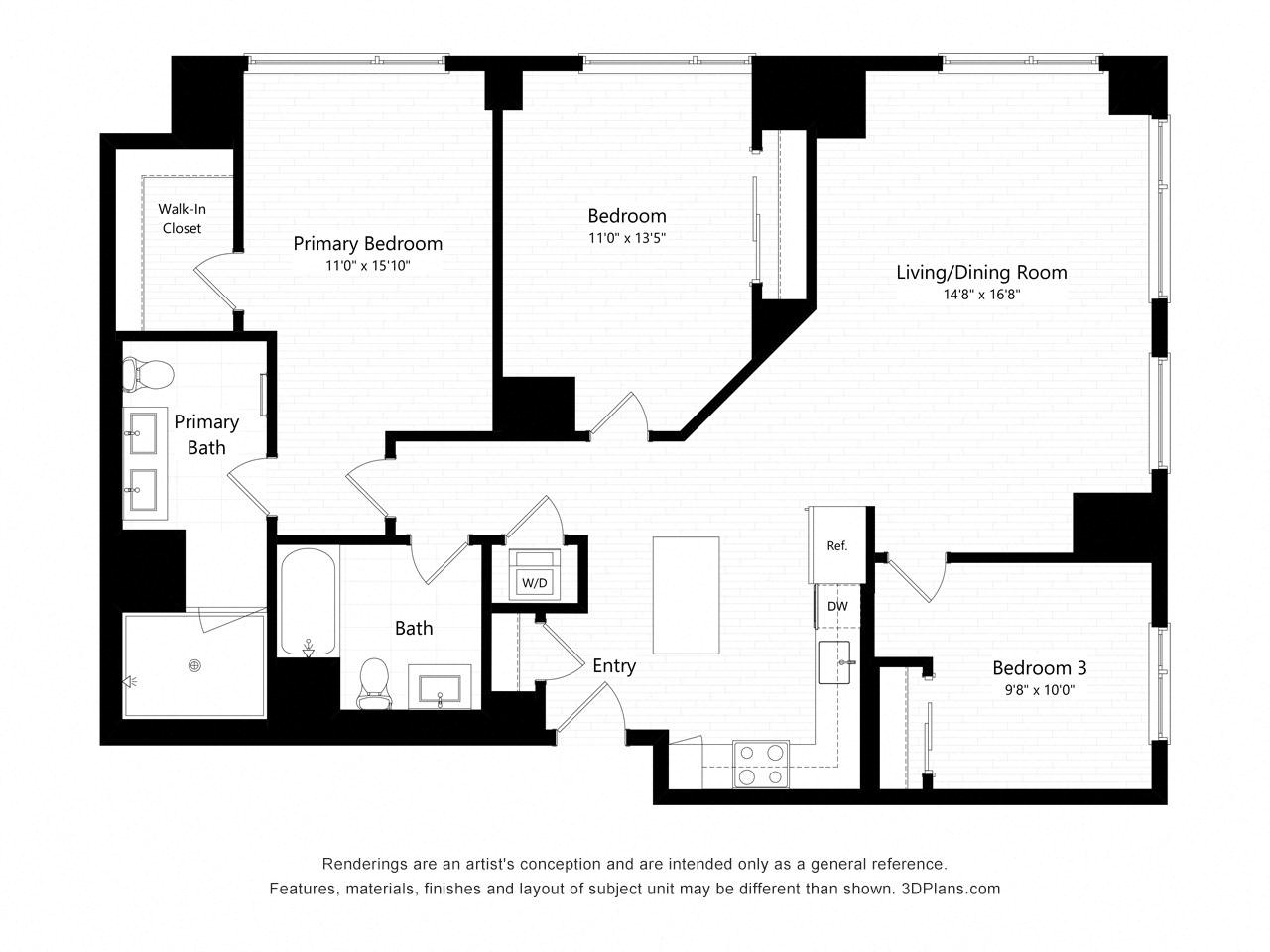D7P1 - Three Bedroom floor plan