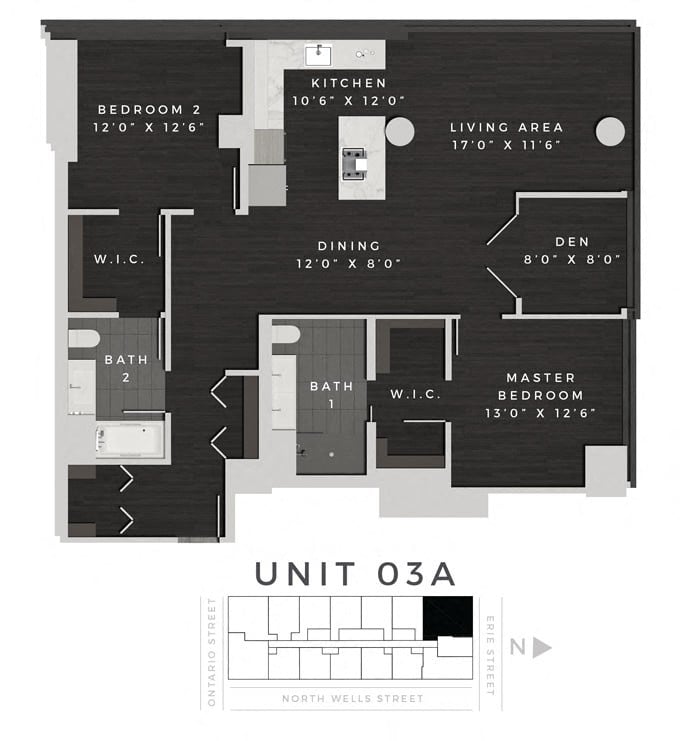 Two Bedroom Den 03A Floorplan Image