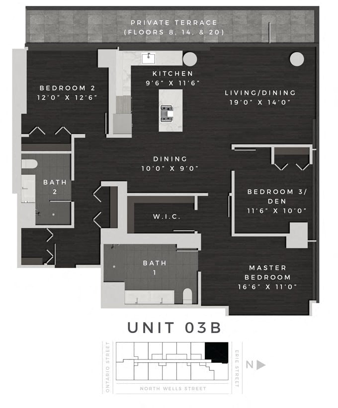 Three Bedroom 03B Floorplan Image