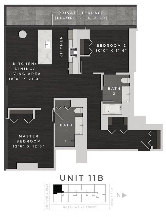 Two Bedroom 11B Floorplan Image