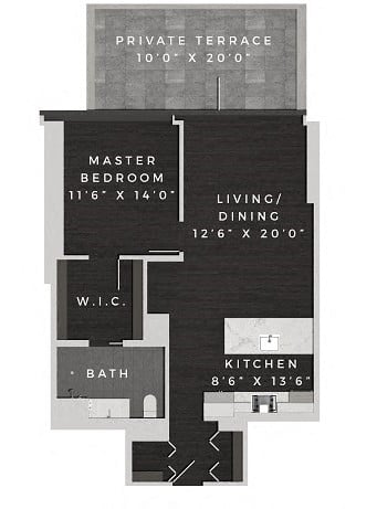 One Bedroom 504 Floorplan Image