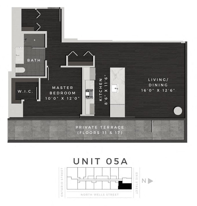 One Bedroom 05A Floorplan Image