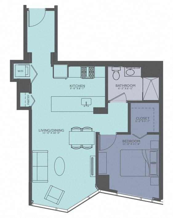 1 Bedroom 08-Tower A Floorplan Image