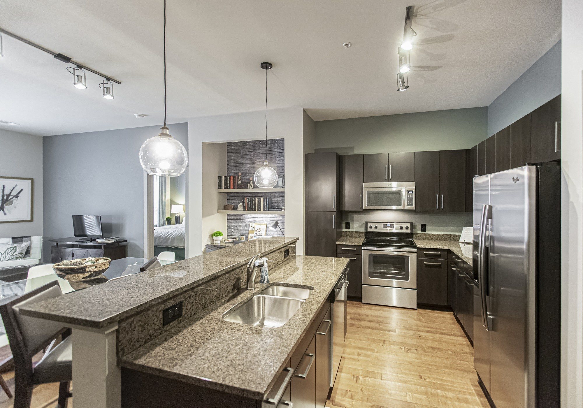 Open concept kitchen with upgraded appliances