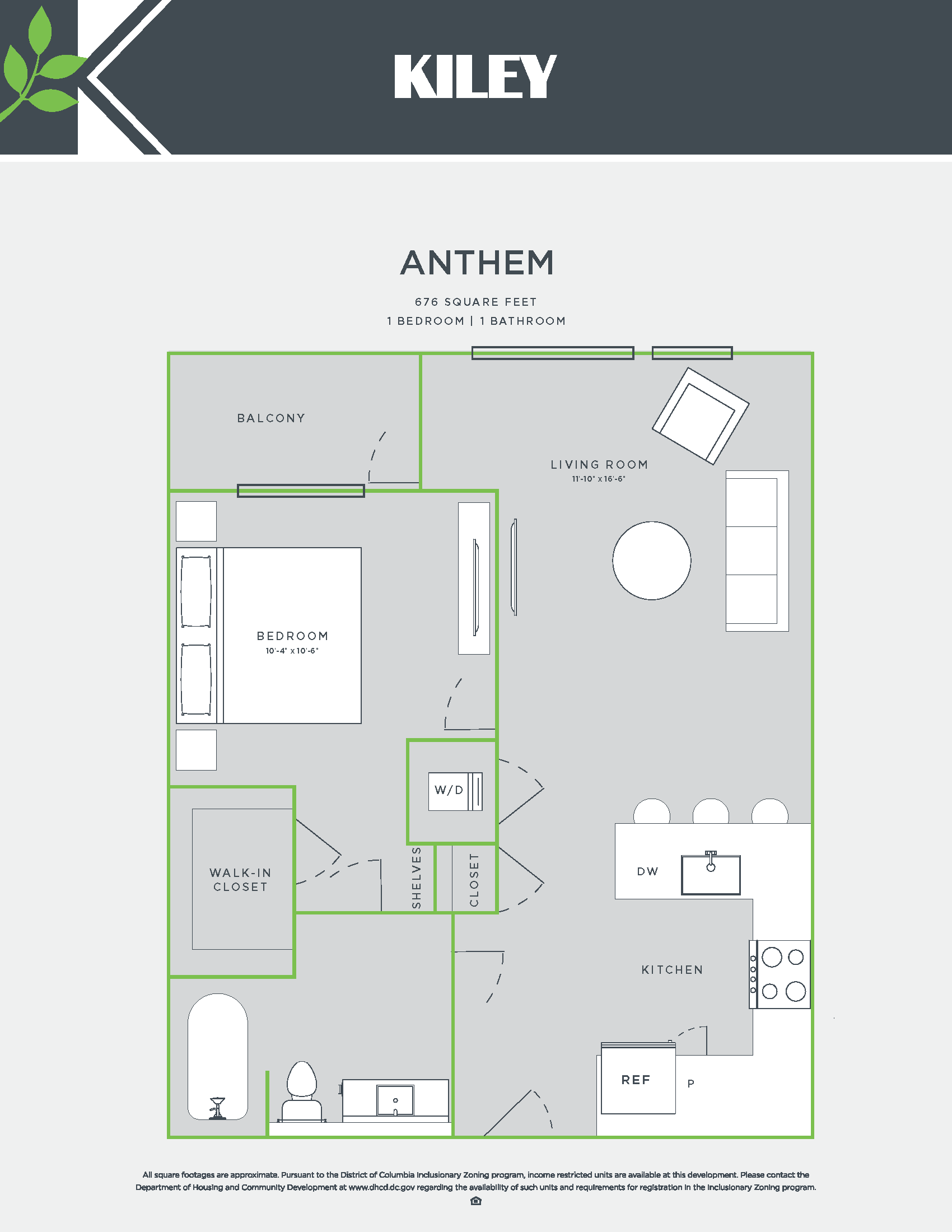 Anthem (1 bed /1 bath) Floor Plan
