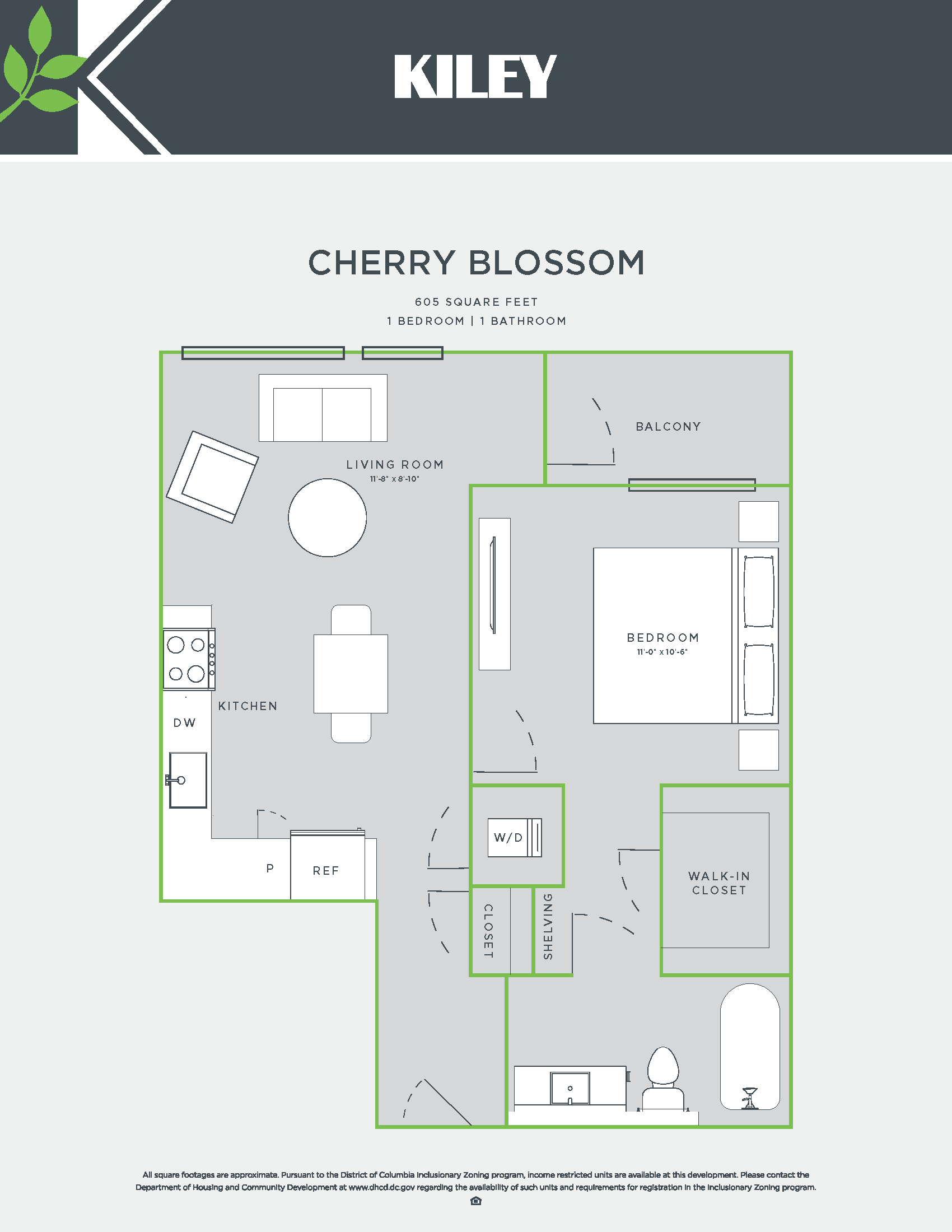 Cherry Blossom (1 bed /1 bath) Floor Plan