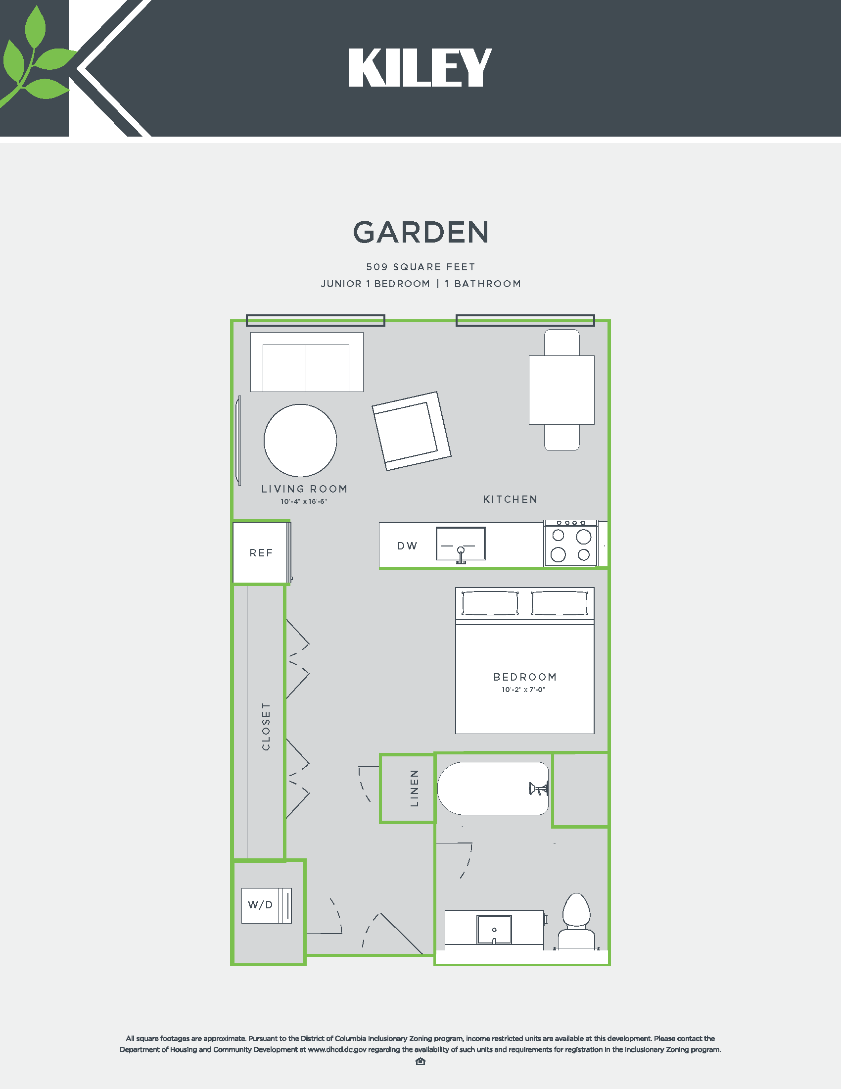 Garden (jr. 1 bed /1 bath) Floor Plan