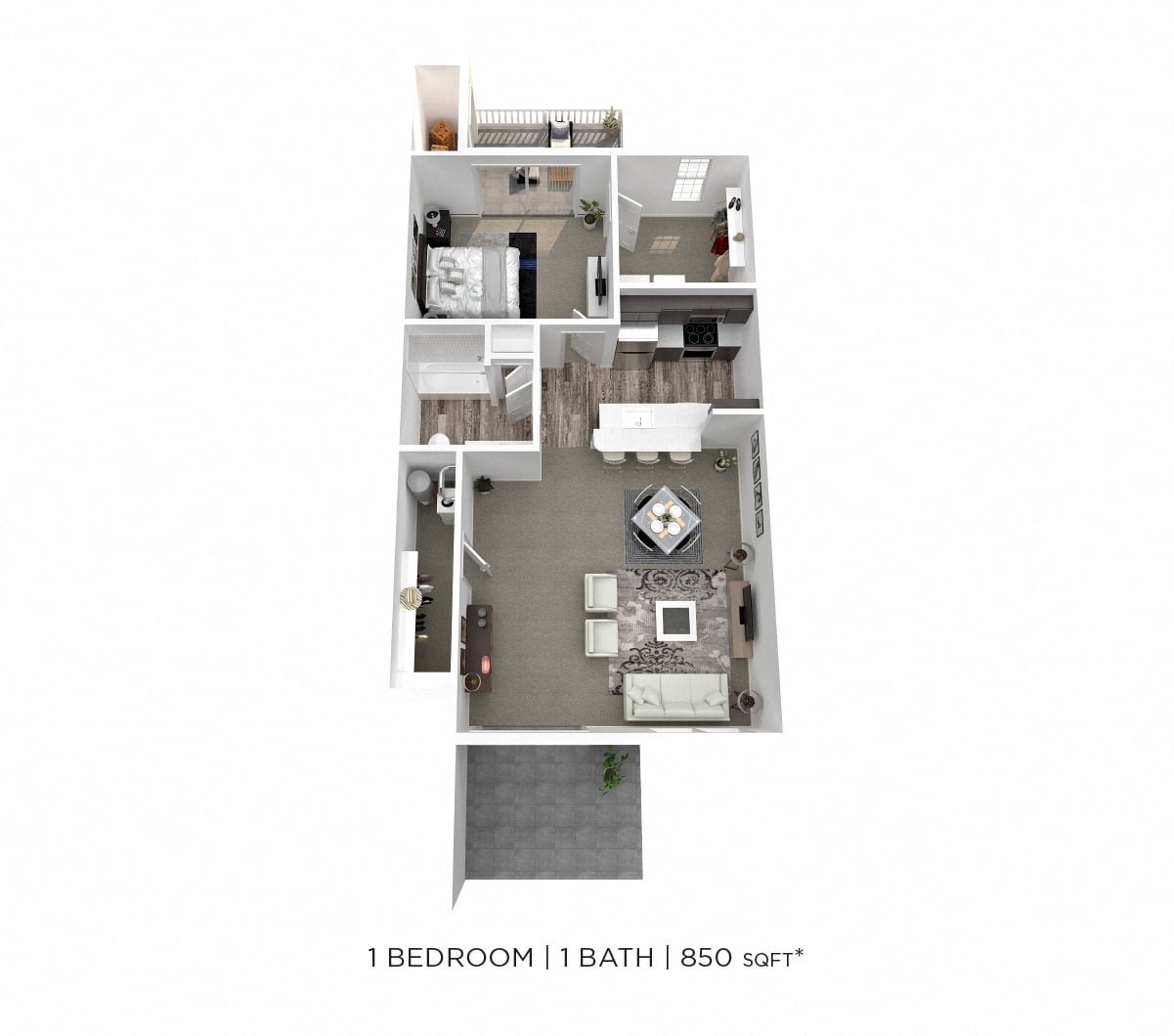 One Bedroom - 850 sqft floor plan