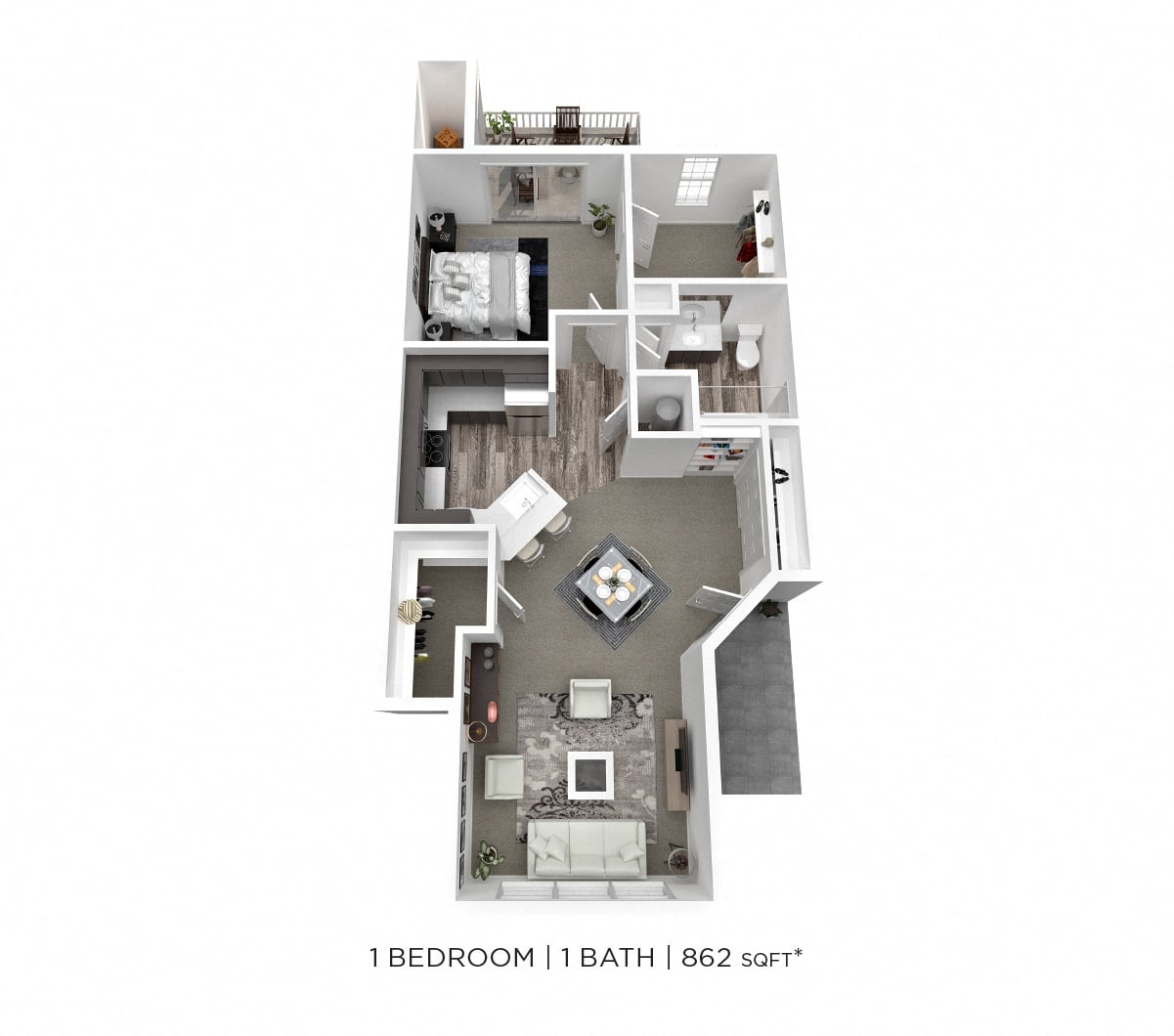One Bedroom - 862 sqft floor plan