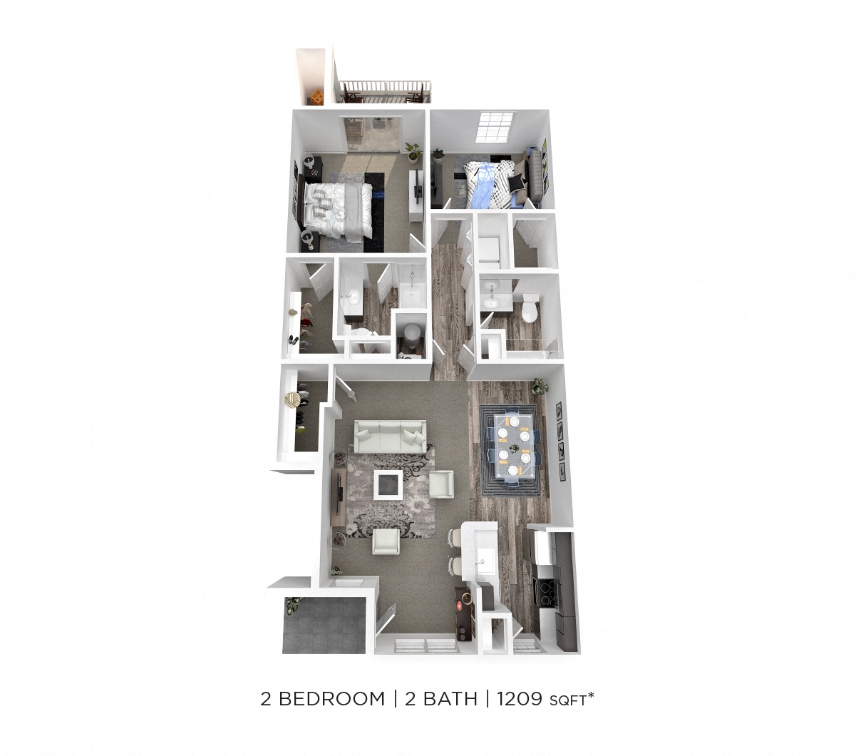 Two Bedroom 2 Bath - 1,209 sqft floor plan