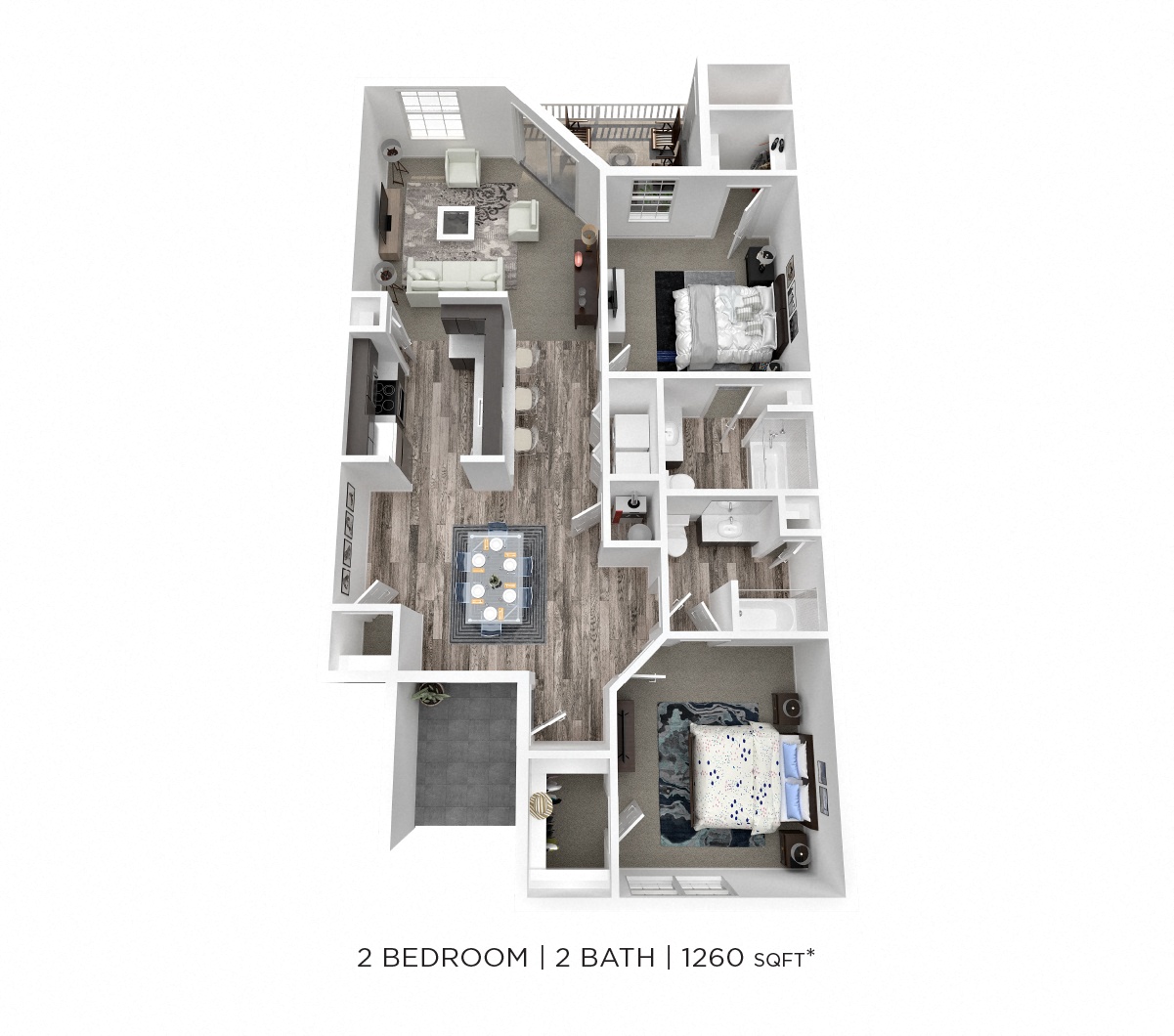 Two Bedroom 2 Bath - 1,260 sqft floor plan