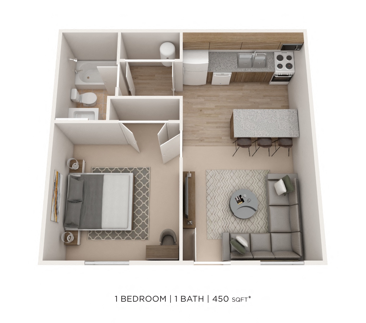 One Bedroom--Alexander Station 450 sqft floor plan