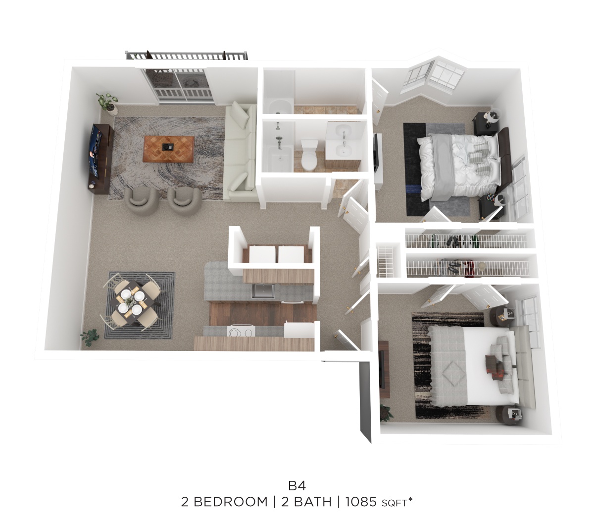 Two Bed Two Bath 1085 Sqft floor plan