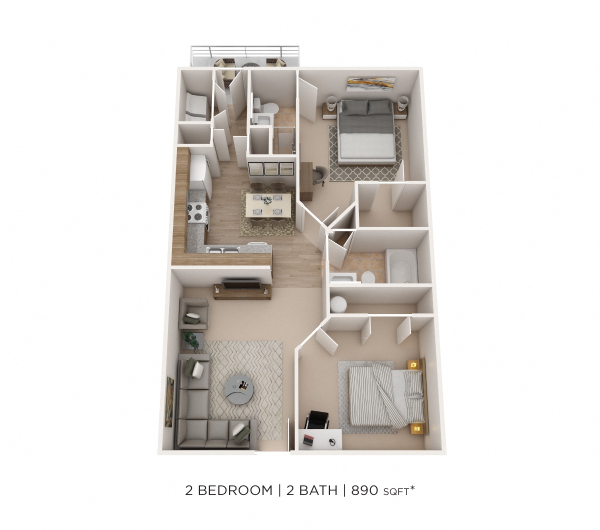 Two Bedroom- Ashton Woods 890 sqft floor plan