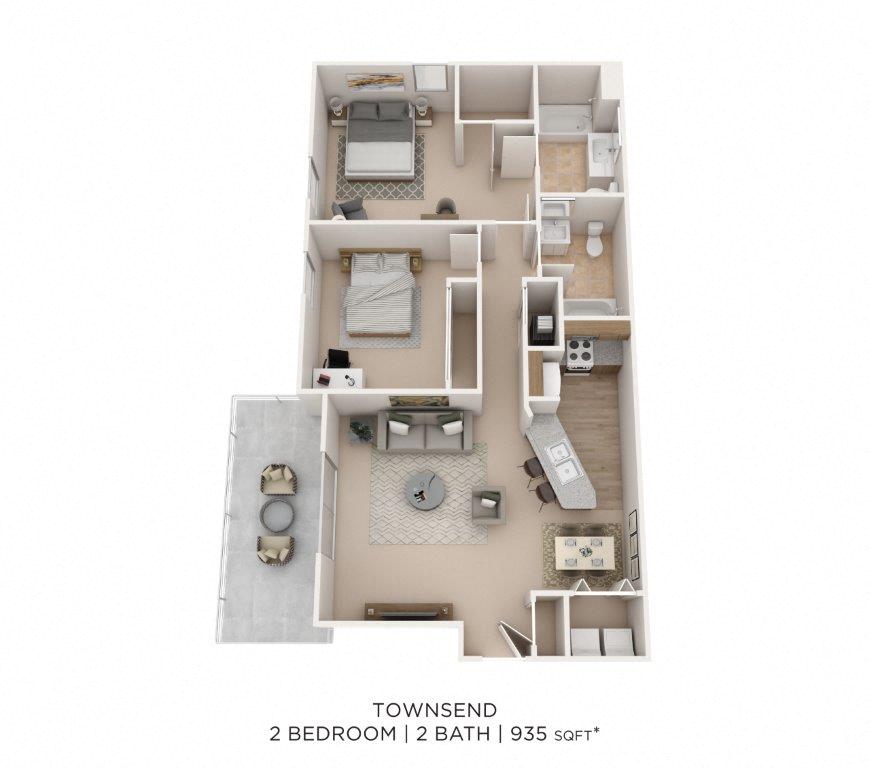 Two Bedroom 2 Bath floor plan