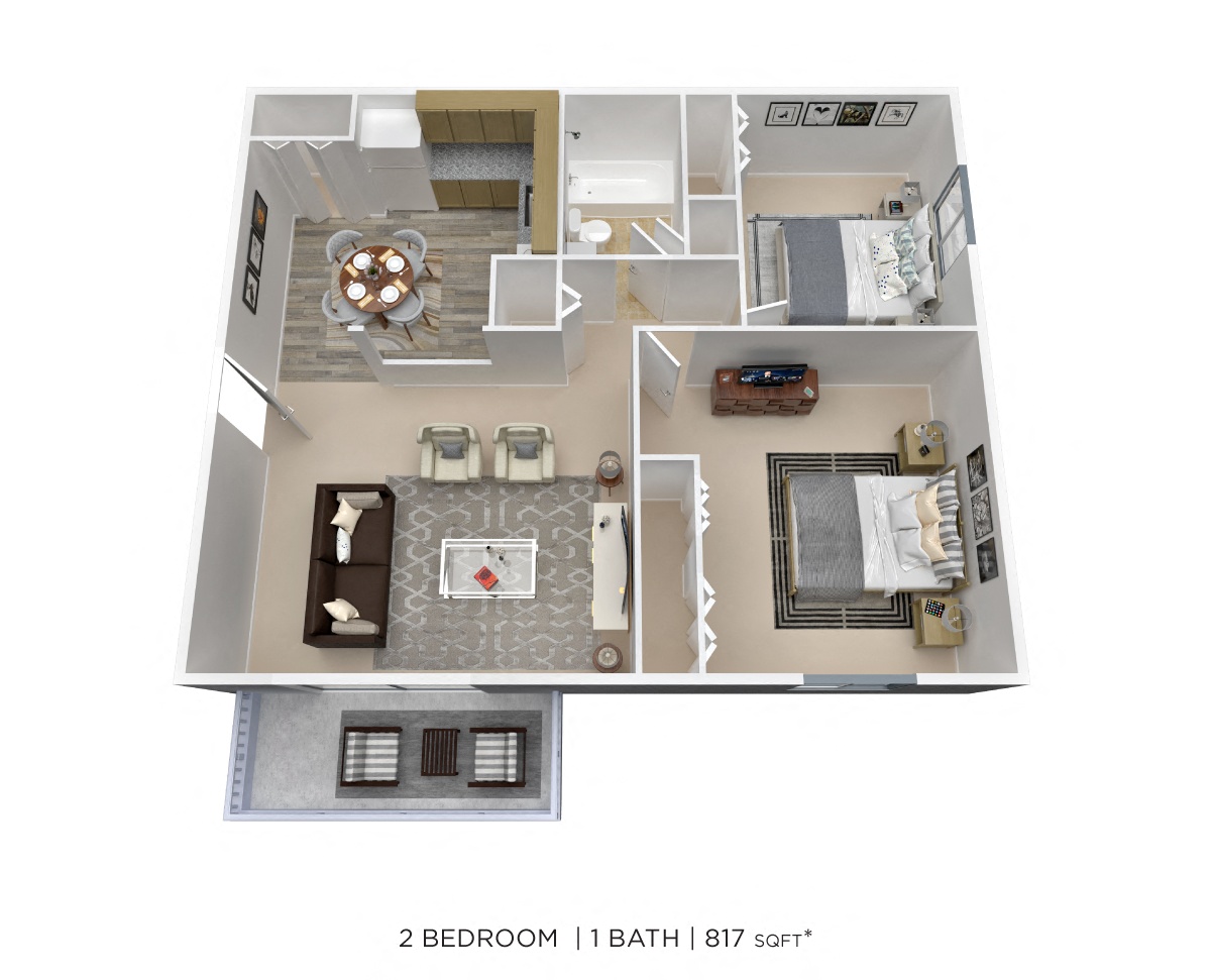 Two Bedroom - 817 sqft floor plan