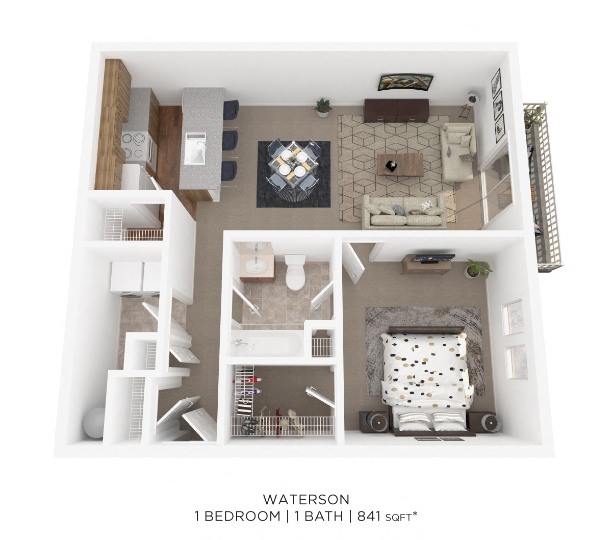One Bedroom - The Waterson floor plan