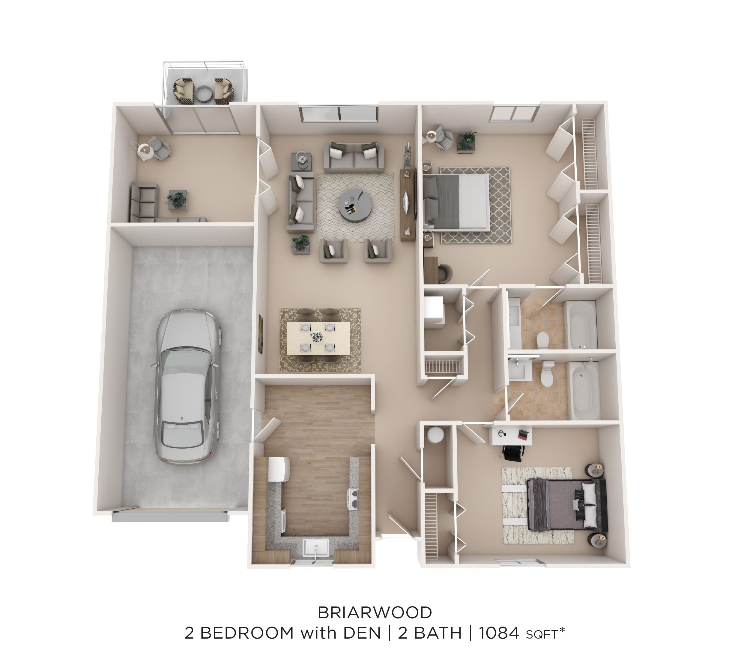 Briarwood 2Bed 2Bath W/Den 1084 floor plan