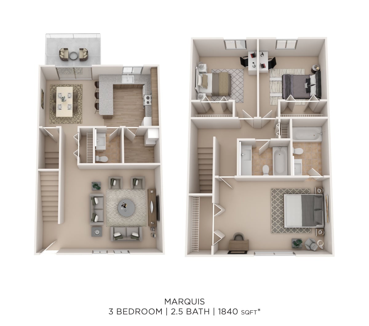 Marquis 3Bed 2.5Bath 1840sqft floor plan