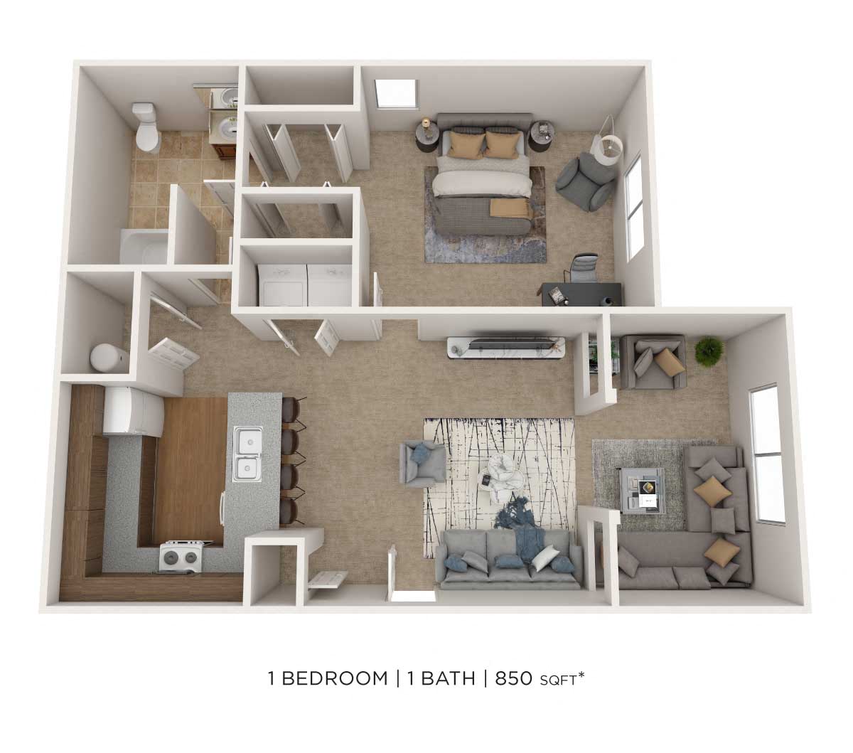 One Bedroom - 850 sqft floor plan
