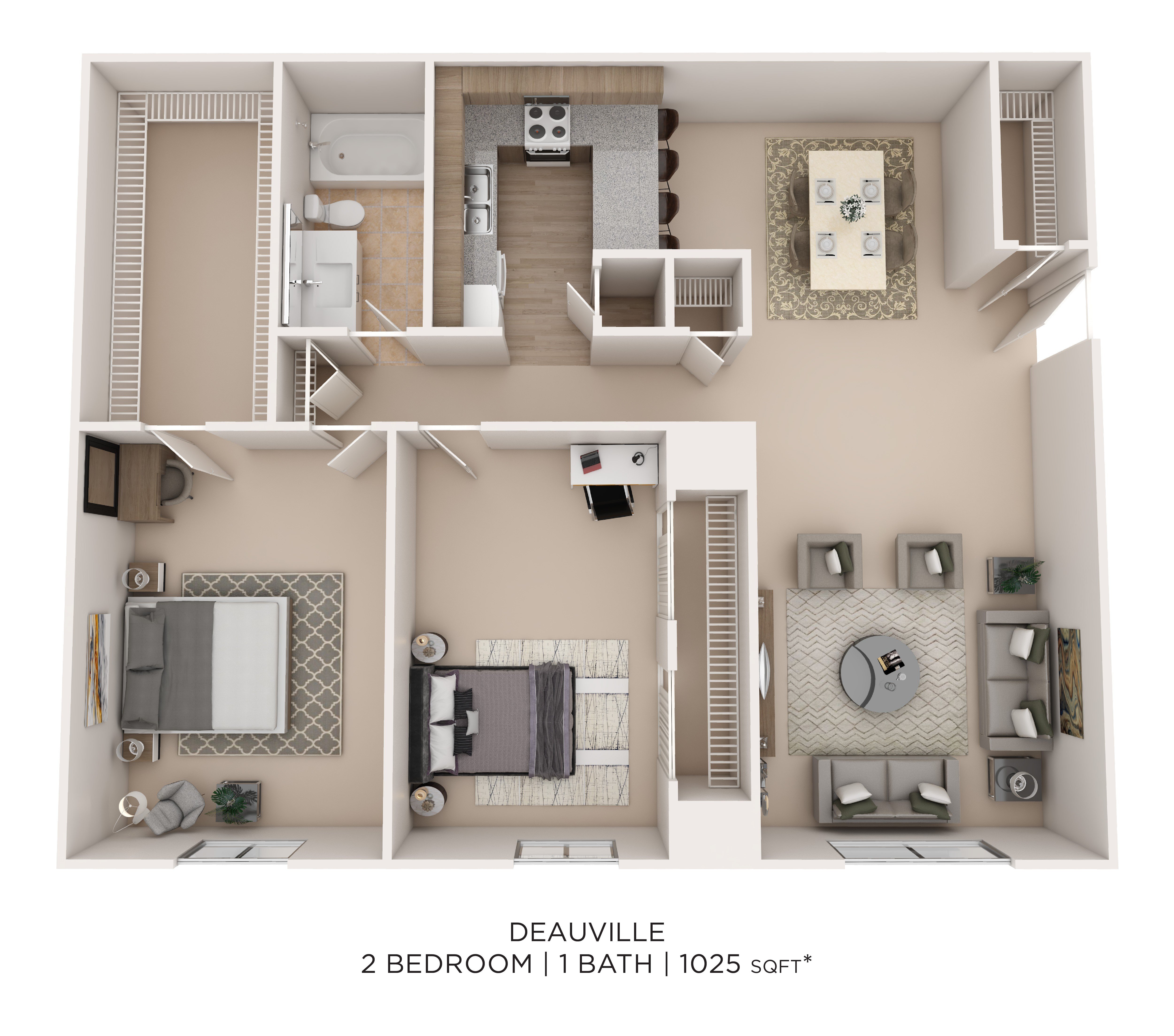 Deauville Two Bed A 1025 floor plan