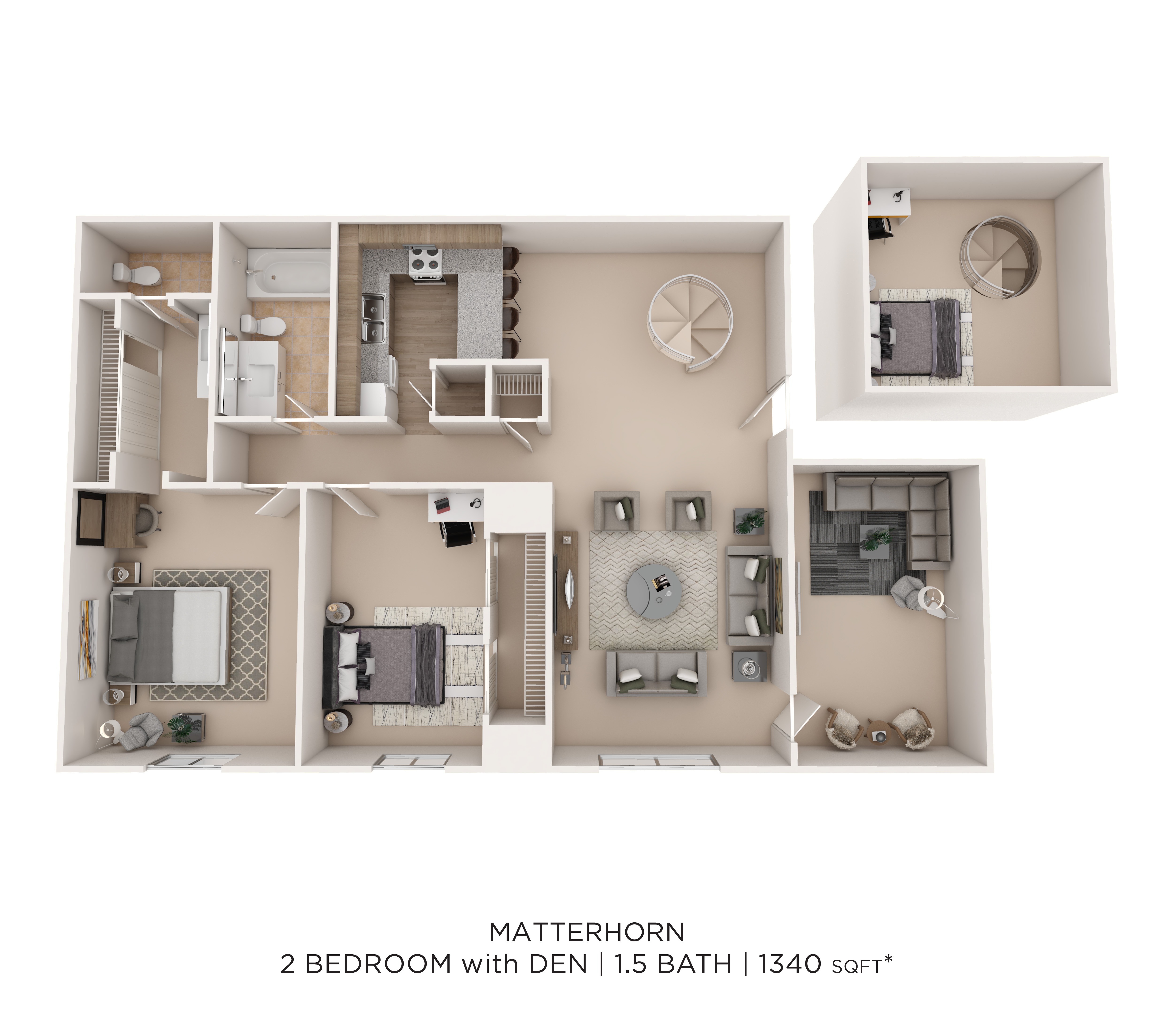 Matterhorn Two Bed w/Den D 1340 floor plan