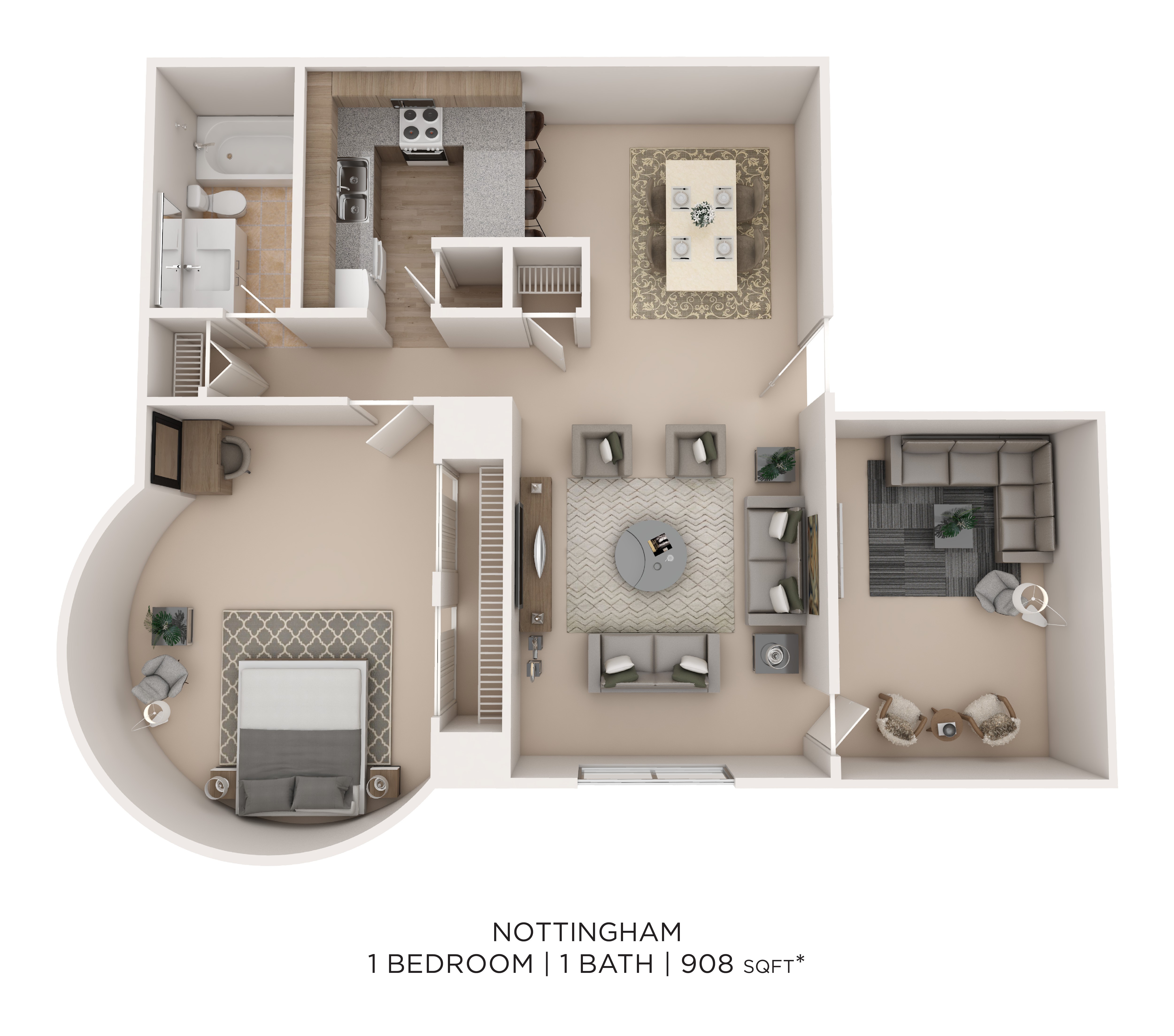 Nottingham One Bed D 908 floor plan