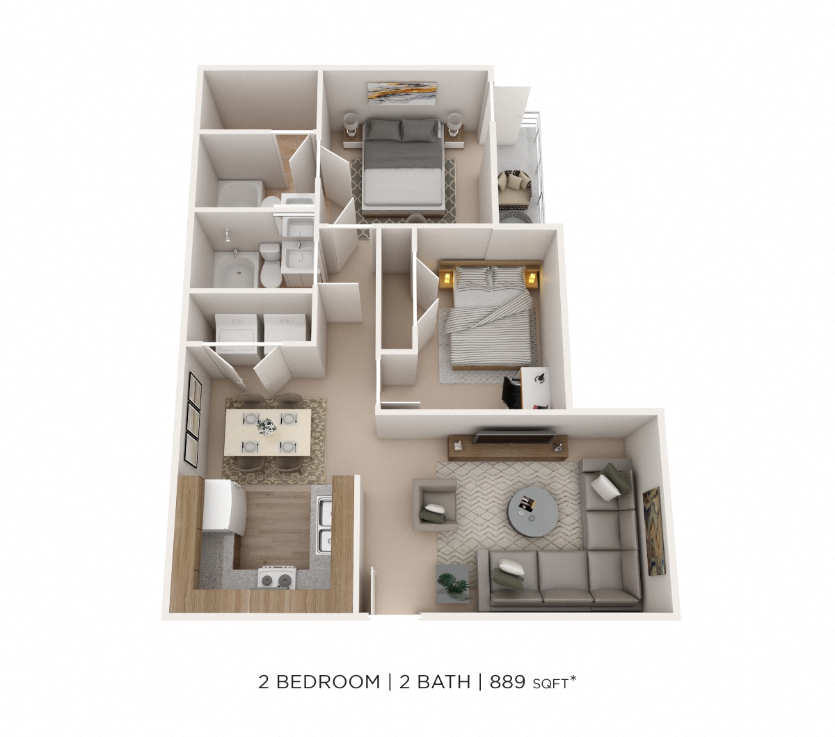 Two Bedroom 2 Bath floor plan