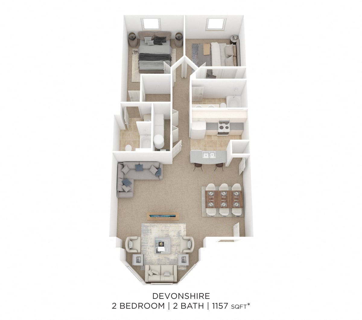 Two Bedroom 2 Bath-Devonshire floor plan