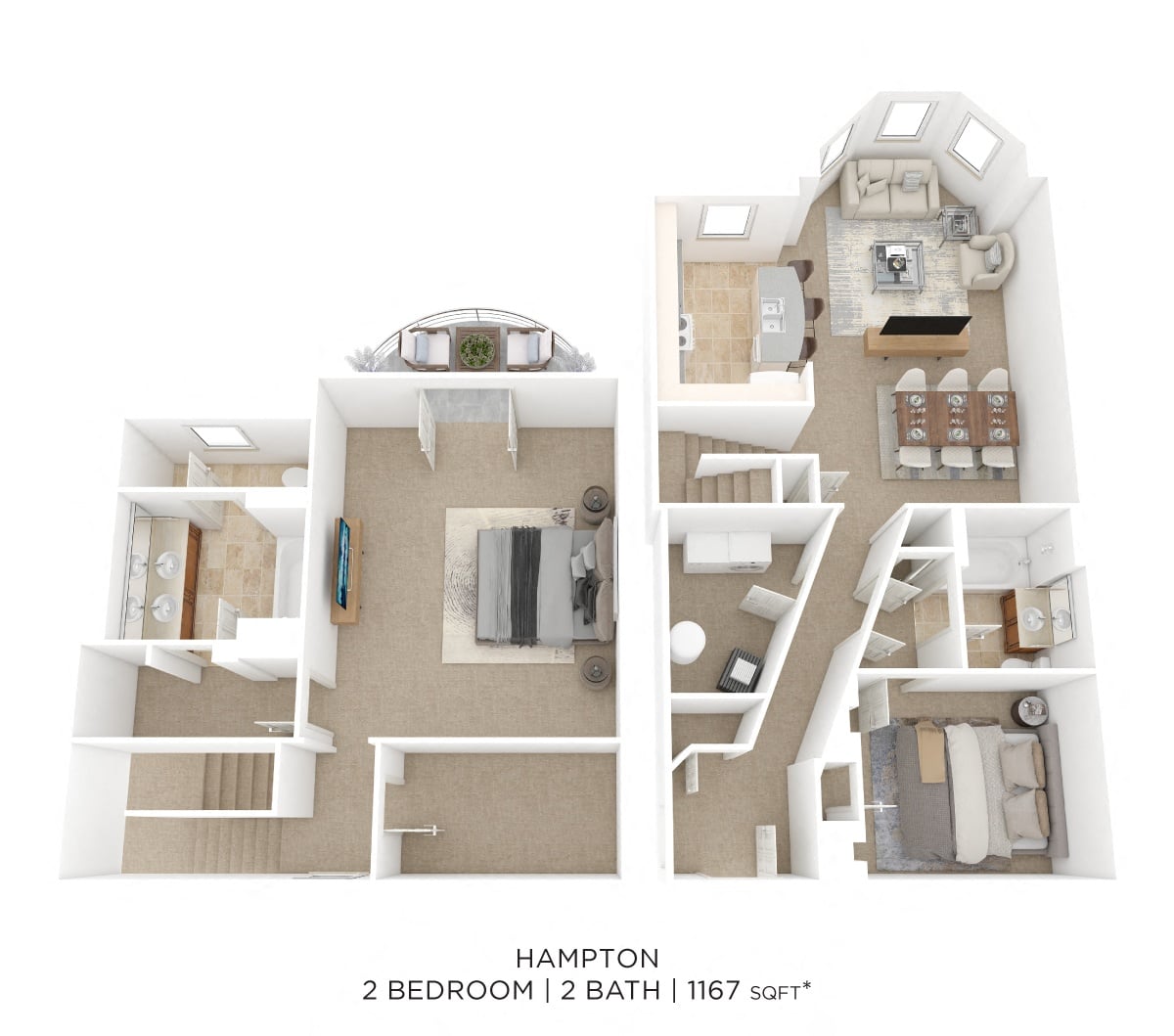 Two Bedroom 2 Bath Townhome-Hampton floor plan