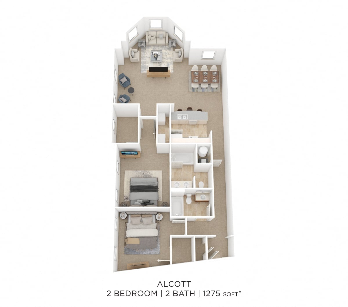 Two Bedroom 2 Bath- Alcott floor plan