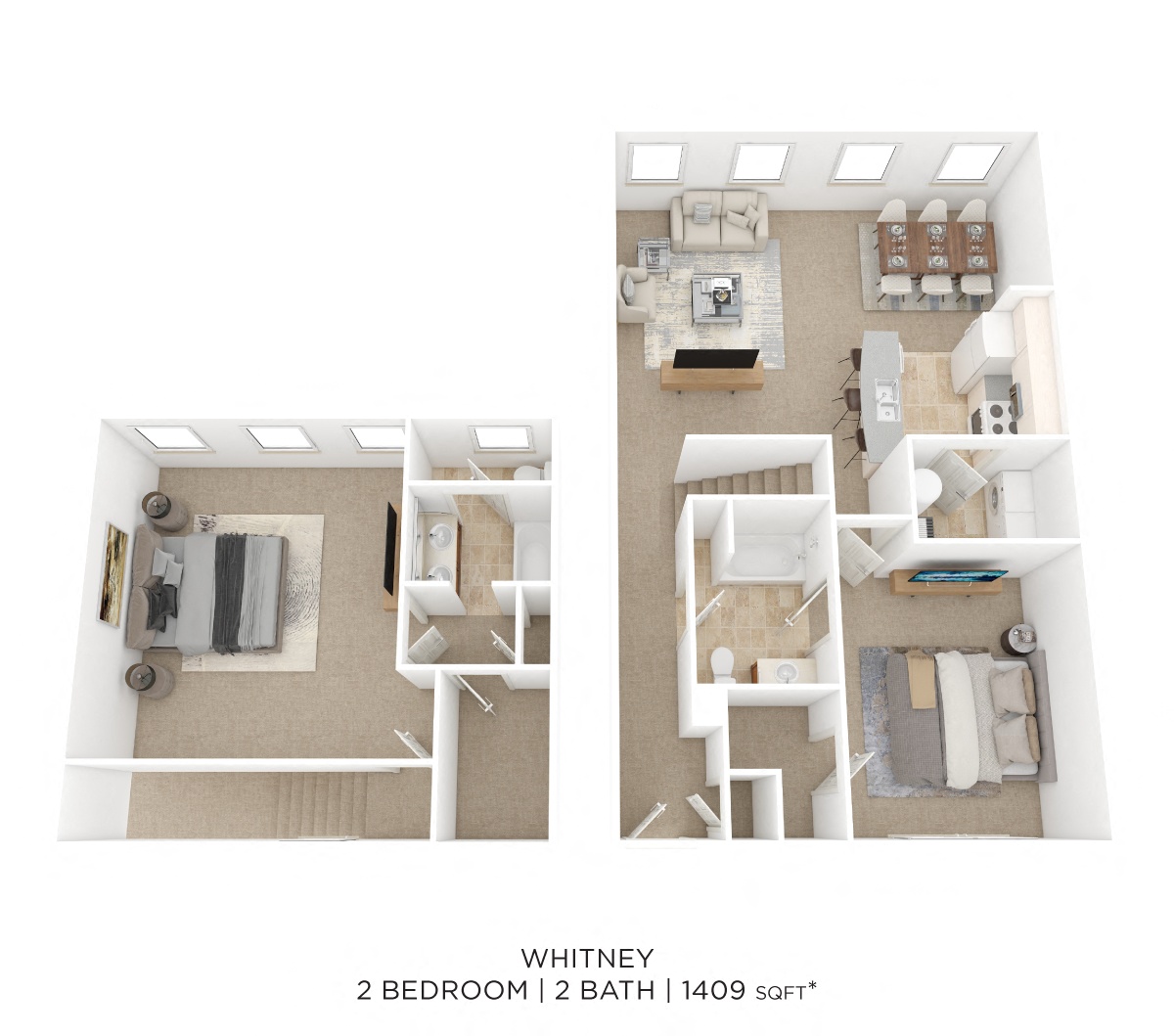 Two Bedroom 2 Bath Townhome-Whitney floor plan