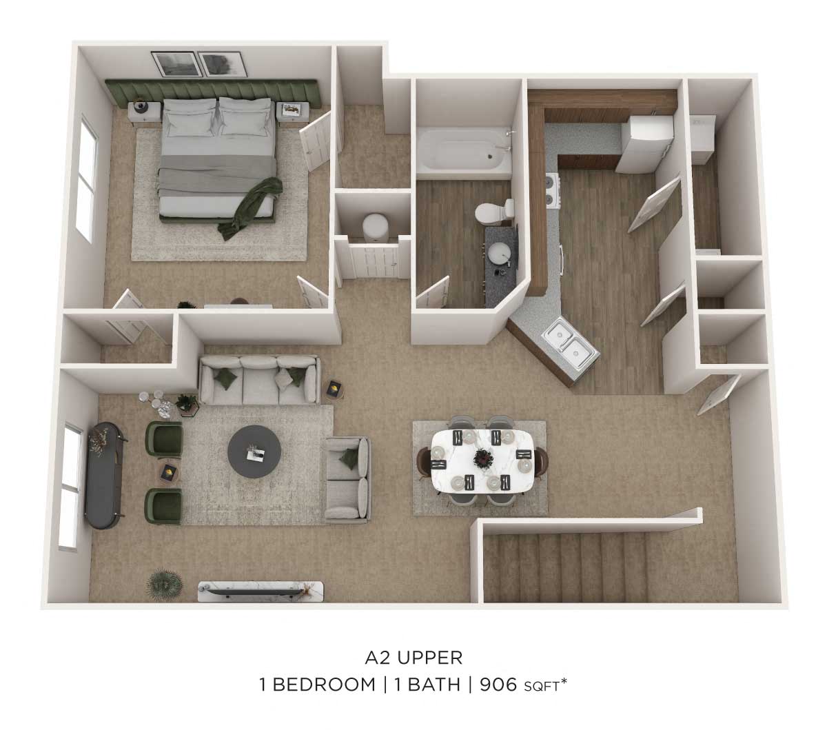 One Bedroom- Upper level floor plan