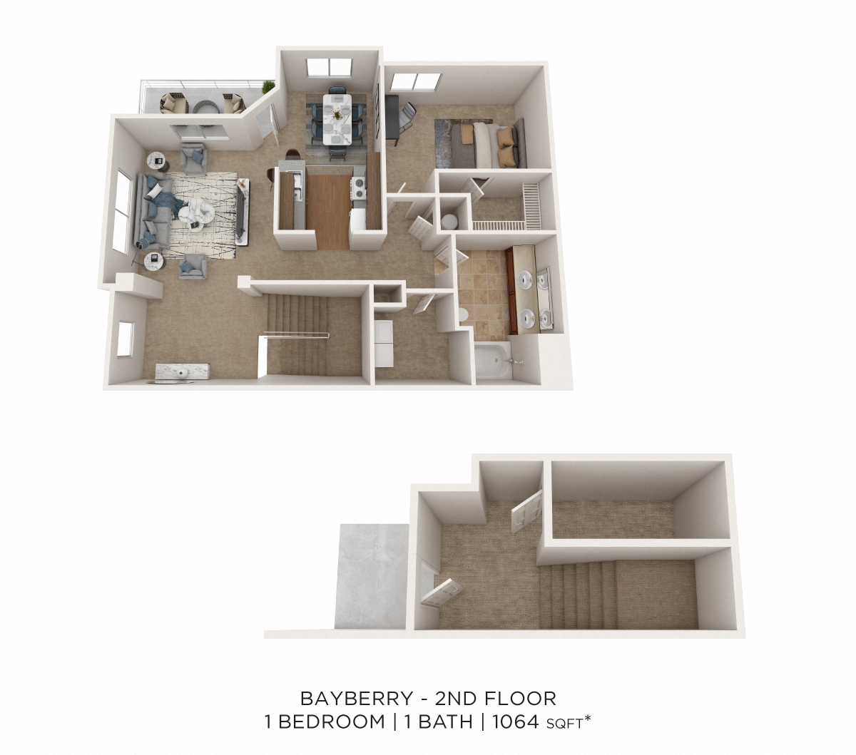 Bayberry - 1 Bedroom 1 Bath 1064 SqFt floor plan