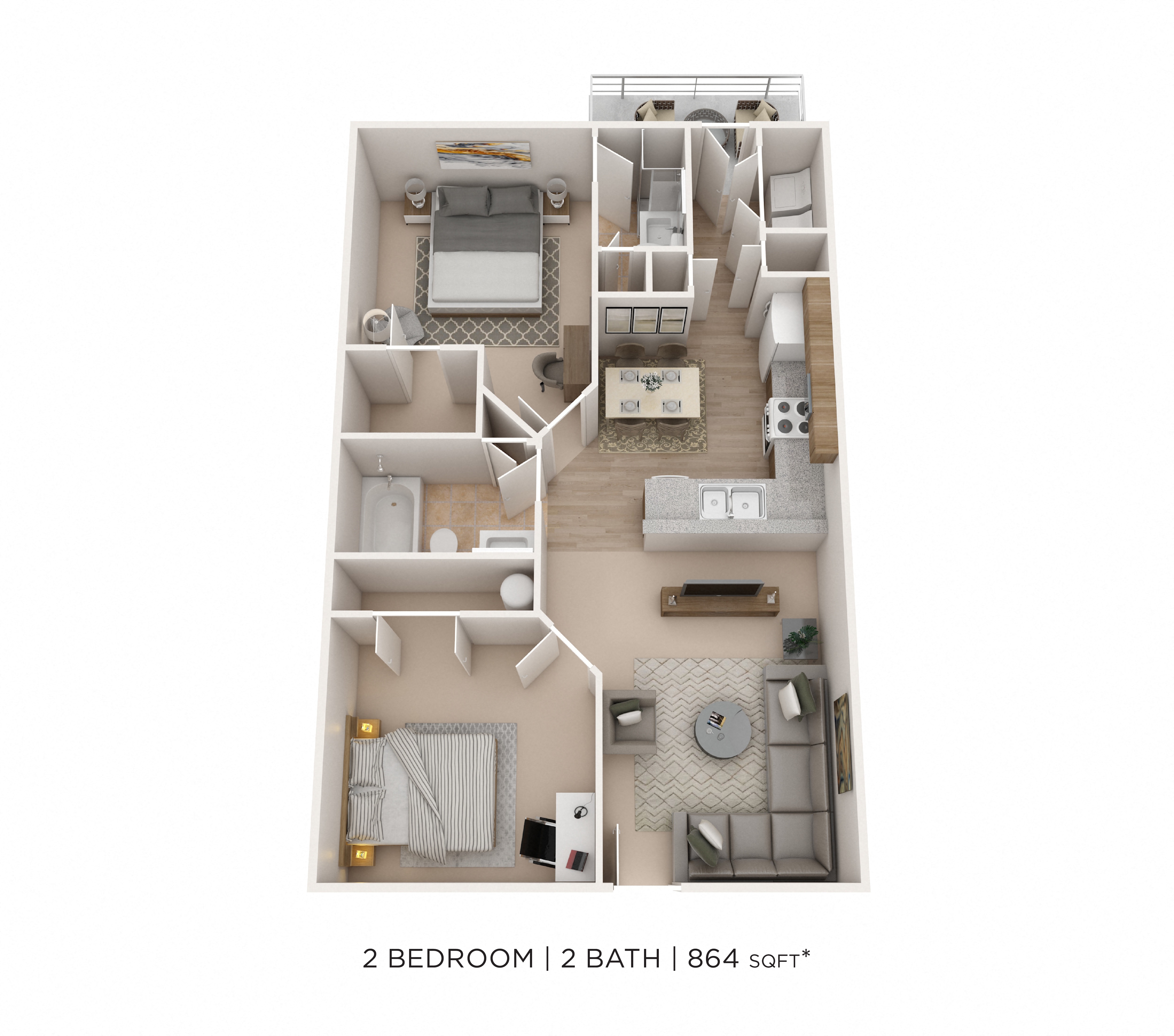 Two Bedroom 2 Bath floor plan