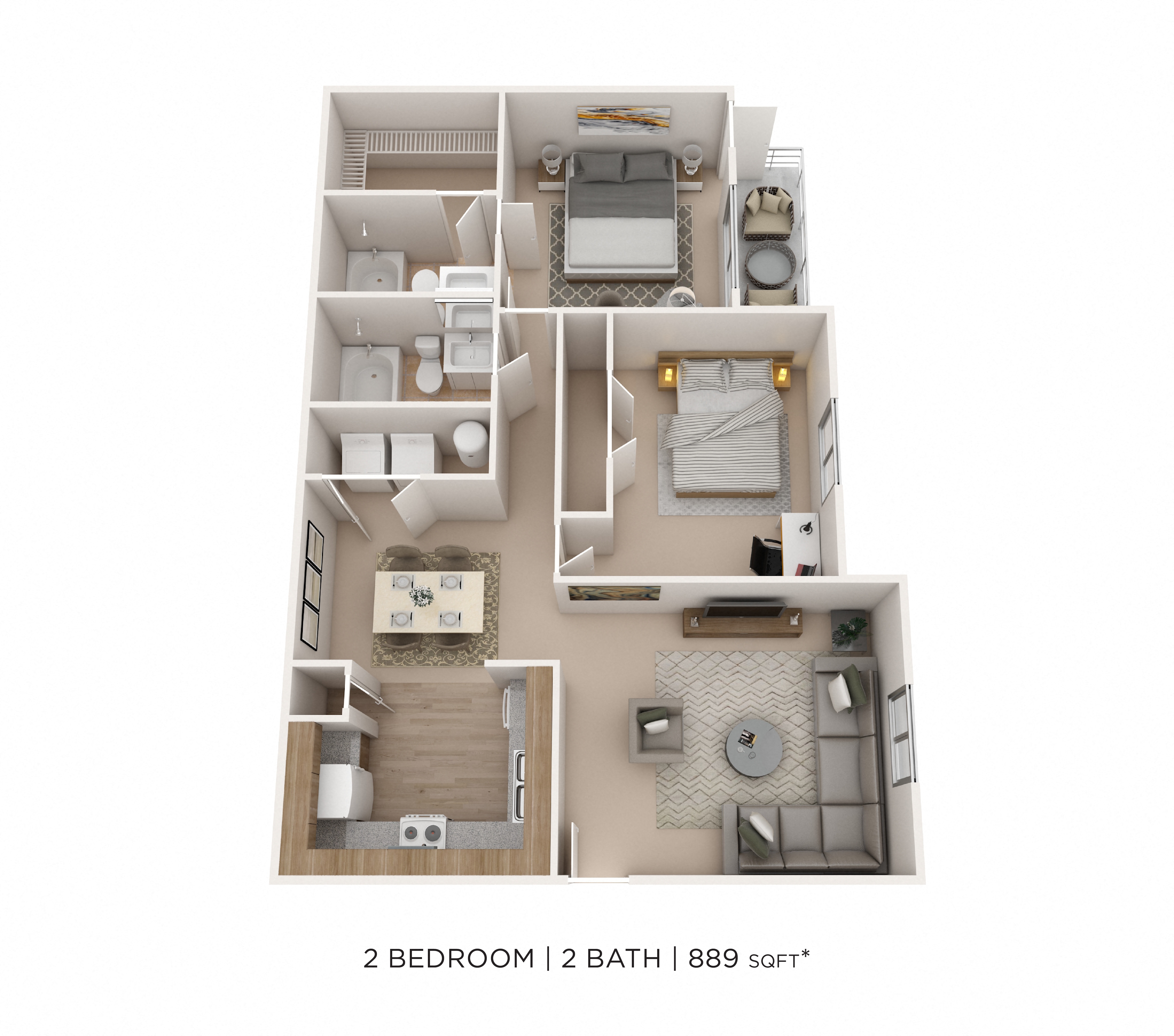 Two Bedroom 2 Bath floor plan