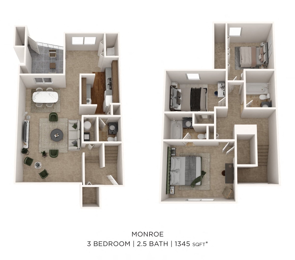 Three Bedroom Townhome floor plan